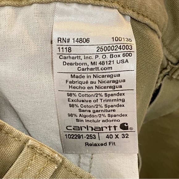 Carhartt Carpenter Tan Original Dugaree Fit Jeans 40 x 32 - Picture 10 of 10